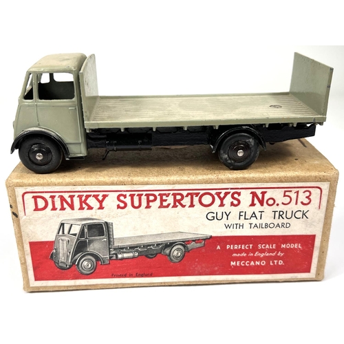 383 - DINKY SUPERTOYS: 513 Guy Flat Truck with Tailboard in grey with original card coloured slipcase box