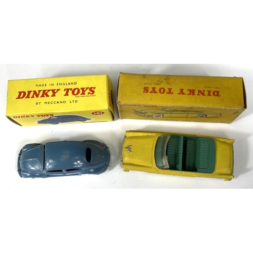 391 - DINKY TOYS: 181 Volkswagen Beetle in blue with white wheels and chrome hubcaps in box; 24A Chrysler ... 