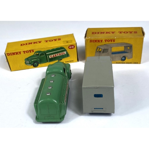 392 - DINKY TOYS: 441 Tanker 'Castrol' in green with box (shop sticker stuck to one end); 490 Electric Dai... 