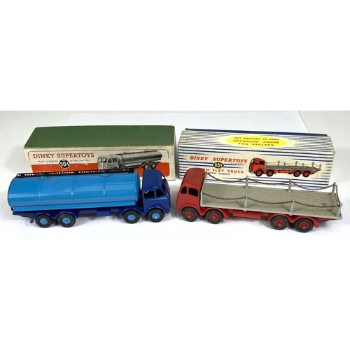 395 - DINKY TOYS: 504 Foden 14-Ton Tanker two tone dark and light blue with box; 905 Foden Flat Truck with... 