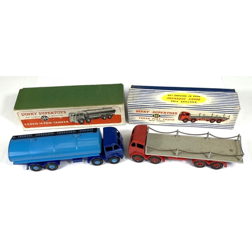 395 - DINKY TOYS: 504 Foden 14-Ton Tanker two tone dark and light blue with box; 905 Foden Flat Truck with... 