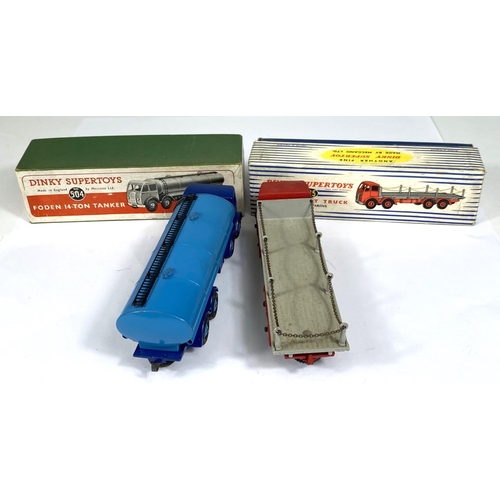 395 - DINKY TOYS: 504 Foden 14-Ton Tanker two tone dark and light blue with box; 905 Foden Flat Truck with... 