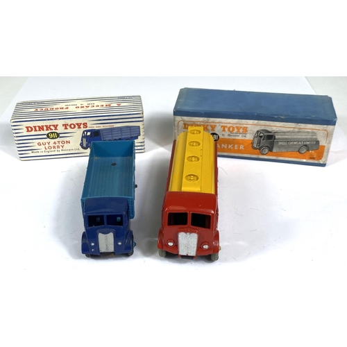 396 - DINKY TOYS: 591 A.E.C Tanker Shell Chemicals Limited red and yellow colourway; 911 Guy 4-Ton Lorry t... 