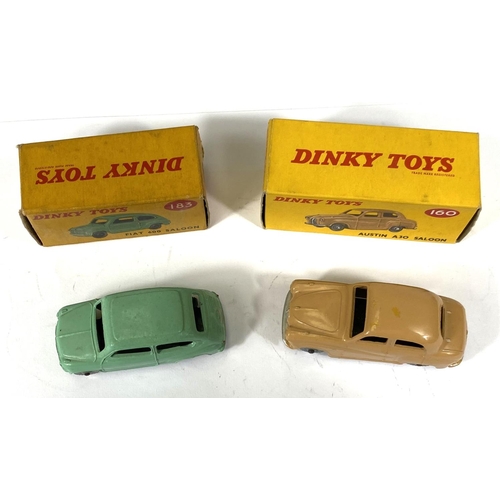 411 - DINKY TOYS: 183 Fiat 600 Saloon in green with box; 160 Austin A30 Saloon in tan with box (blue not t... 