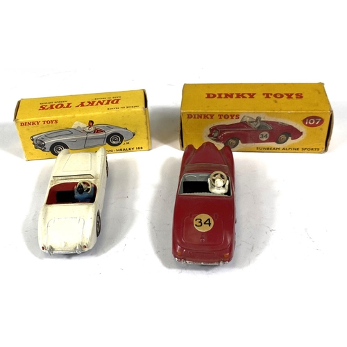 415 - DINKY TOYS: 546 French model Austin-Healey 100 in white with red interior and chrome hubcaps in orig... 