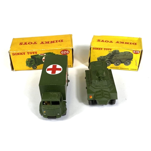 425 - DINKY TOYS: 626 Military Ambulance in original box; 677 Armoured Command Vehicle in original box; 67... 