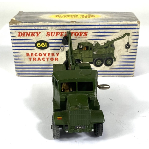 426 - DINKY SUPERTOYS: 661 Recovery Tractor, military green in box (box worn split in one corner); 998 Bri... 