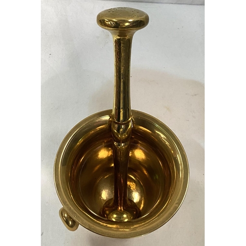 43 - A 19th century large brass pestle and mortar