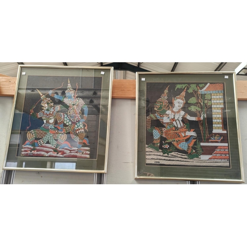 48A - A pair if Indonesian silk pictures; framed & glazedNo bids sold with next lot.