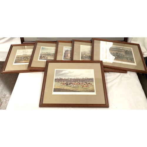 56B - A collection of racing prints of 19th century horse races, Epsom etc; A Pencil signed Geldart print ... 