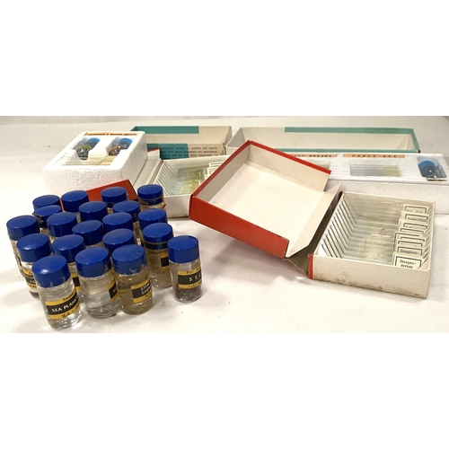 64A - A  box containing a collection of Victorian and later prepared microscope slides:  animals; moulds a... 