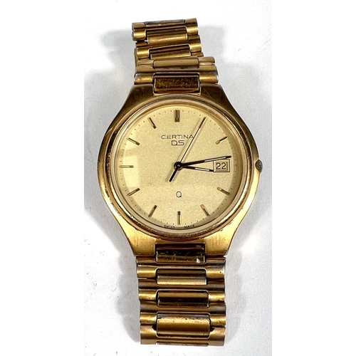 692 - CERTINA D.S. gents quarts wristwatch, gold plated case and strap.