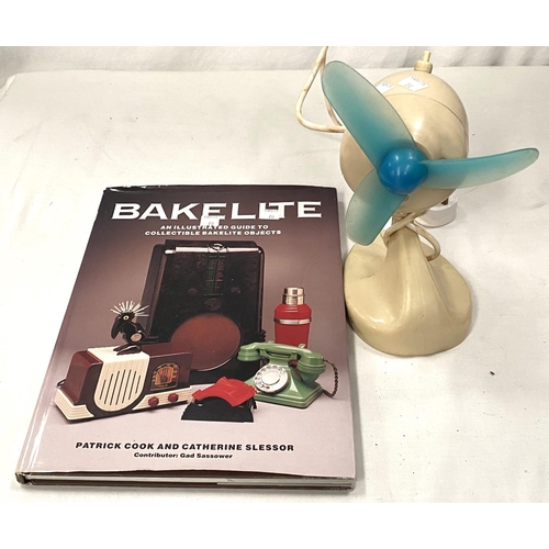70 - CYGNET, a bakelite desk fan, 26cm; a book on bakelite with full page illustration of the fan