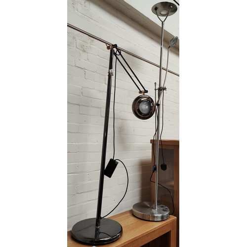 842 - A metal angle poise standard reading light; a similar uplight