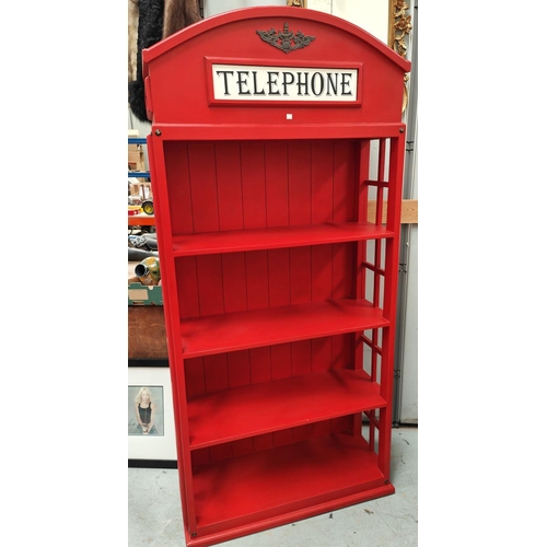 920 - An unusual full height display unit of 5 shelves in the form of an old telephone box