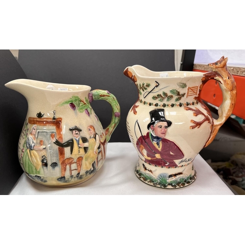 543 - Two Crown Devon musical jugs:  John Peel & Auld Lang Syne