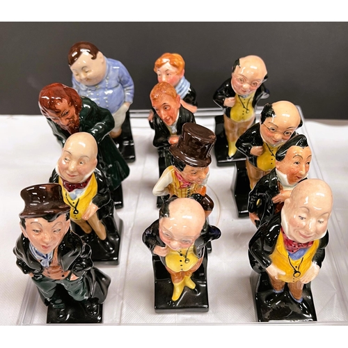 554A - Twelve Royal Doulton Dickens figures:  3 x Pickwick; 2 x Micawber; Fat Boy; Uriah Heap; Tiny Ti... 