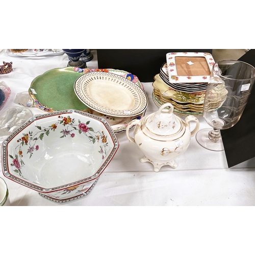 560 - A small Masons lidded tureen, a matching Masons meat platter and a  selection of 19th century a... 