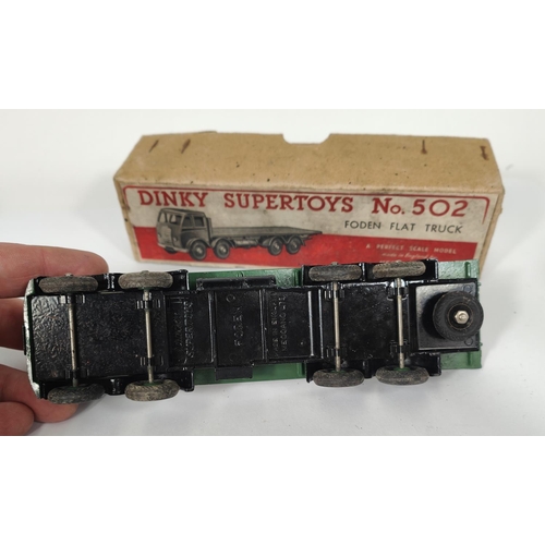 384 - DINKY SUPERTOYS: 502 Foden Flat Truck green colour in original slip cardboard box