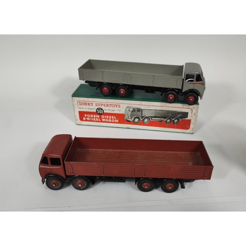 385 - DINKY SUPERTOYS: 501 Foden Diesel 8-Wheel Wagon grey and red highlights black trim in box; 501 Foden... 