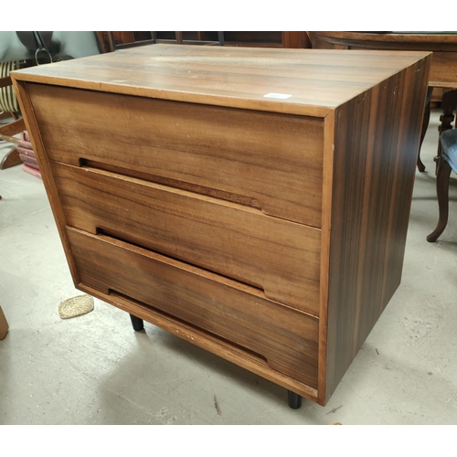 805 - A vintage Stag C-Range chest of three drawers with ebonised legs 