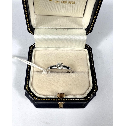 747D - A hallmarked platinum solitare ring set with a diamond approximately .3 carat, diameter approximatel... 