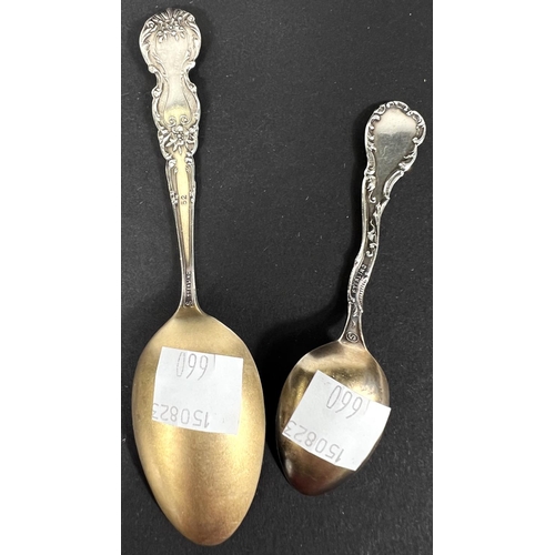 666 - Of slavery interest, two enamelled silver souvenir spoons depicting slavery scenes in Tennessee and ... 