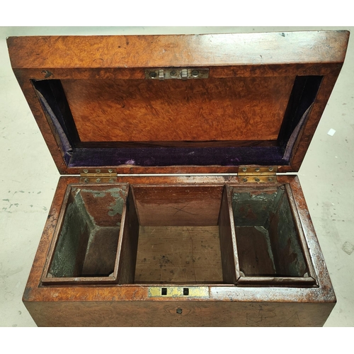 182A - A large Birds Eye Maple tea caddy with three interior compartments.