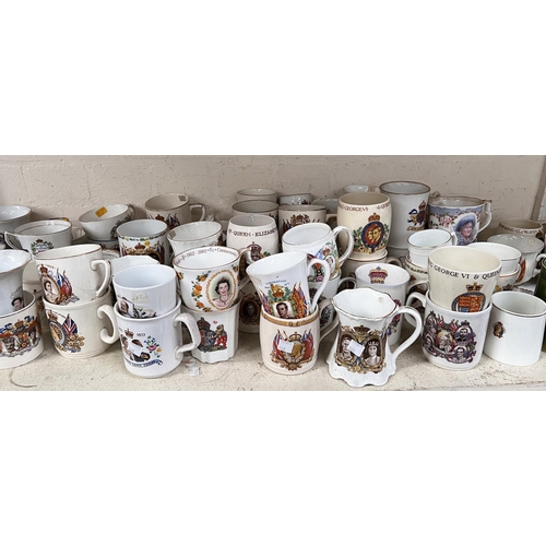 466A - A large selection of commemorative mugs including King George VI and Queen Elizabeth