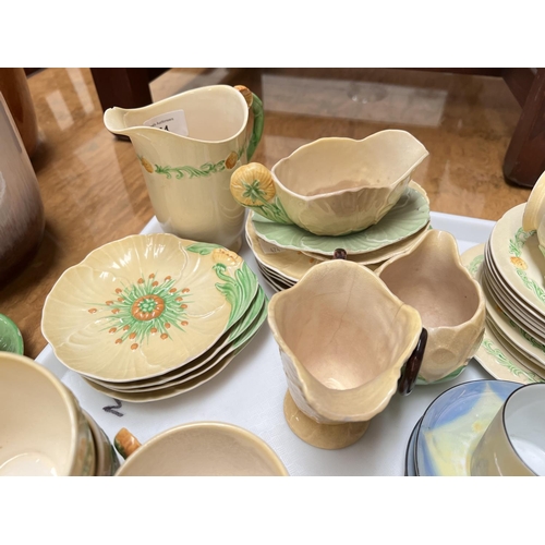 474 - A 1930's Carlton ware 19 piece yellow and green part tea set, 9 Carlton ware yellow and green flower... 