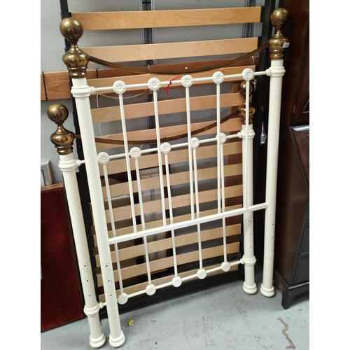 794 - A Victorian style white metal and brass single bed