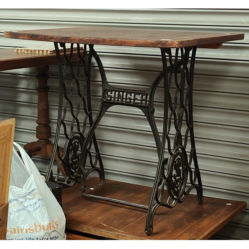 817 - Two cast iron Singer sewing machine based pub tables