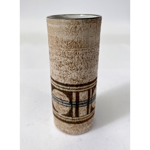 479 - TROIKA: a ceramic vase of cylindrical form with signature to the base, height 13.5cm