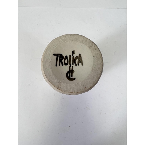 479 - TROIKA: a ceramic vase of cylindrical form with signature to the base, height 13.5cm