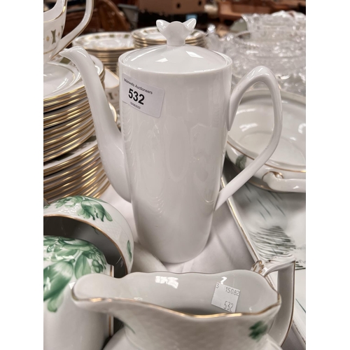 532 - A Spode plain white coffee service; a Herend part service; other similar china teaware