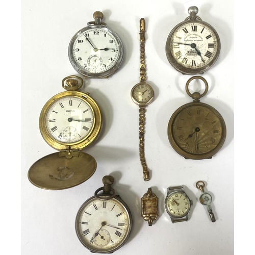 689 - A 1920's yellow metal case watch and a selection of various pocket watches etc.