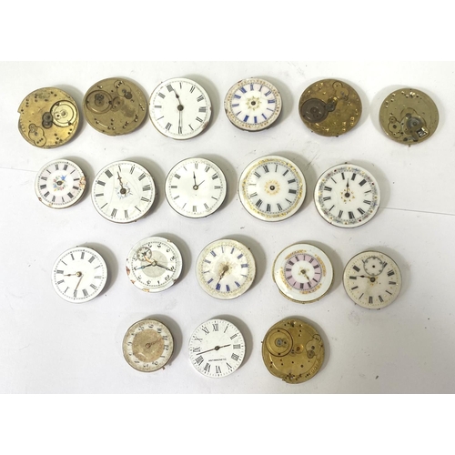 747 - A selection of poket watch movements, some with dials