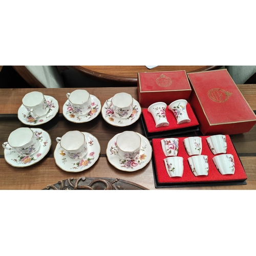 469A - A set of 6 Royal Crown Derby Derby Posies cups and saucers; 6 boxed matching egg cups and 2 other Ro... 