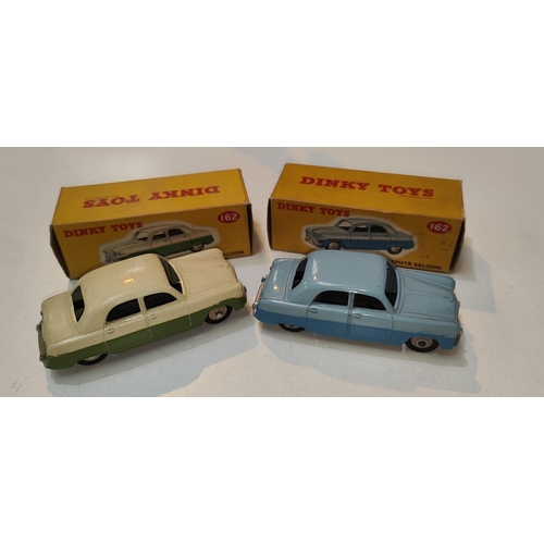 407 - DINKY TOYS: Two 162 Ford Zephyr Saloons in two tone colours, light and dark blue and light and dark ... 