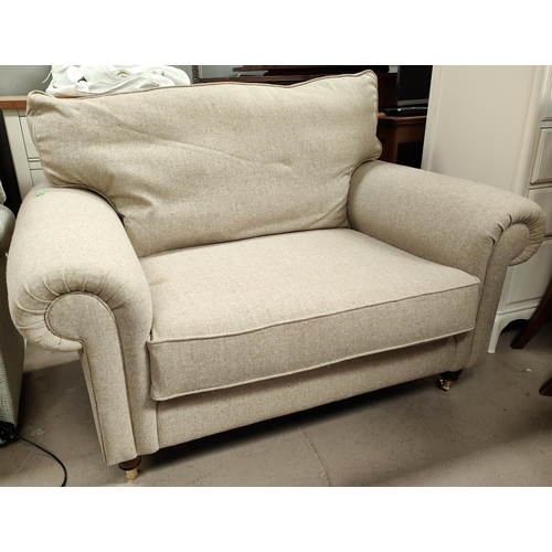 1049 - A 'Love Seat' oatmeal coloured upholstery, length 125cm