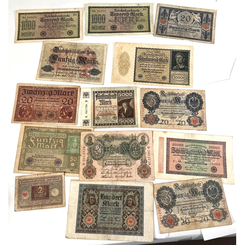 158 - A selection of various German banknotes dated from 1908 to 1923 