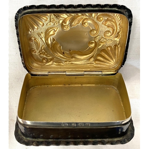 37 - A hallmarked silver small box with embossed decoration; a Middle Eastern cigarette case; a vintage A... 