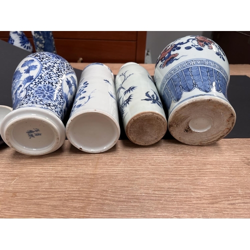 445C - A selection of various blue and white Chinese vases, ginger jars etc