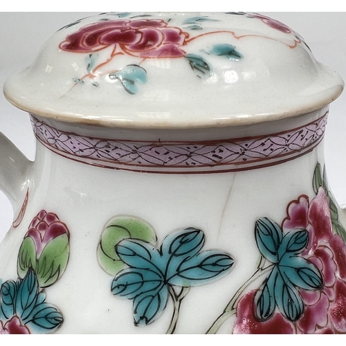 466 - A 19th century Chinese famille rose small teapot decorated with chrysanthemums; animals; etc., heigh... 