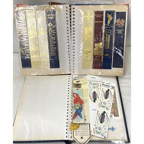 48 - A two albums containing a collection of over 200 bookmarks, some leather including cities and others