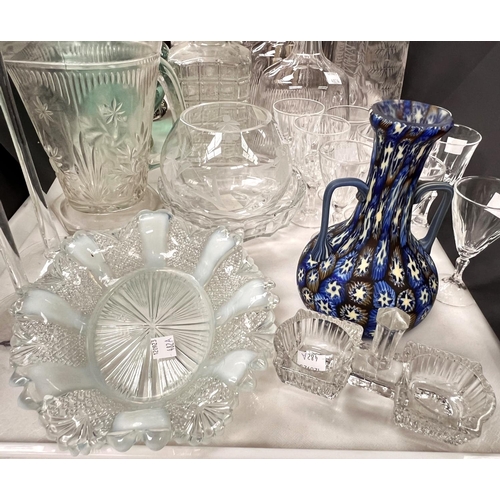 482A - An Edwardian pair of mallet shaped cut decanters; decorative and coloured glassware: including other... 