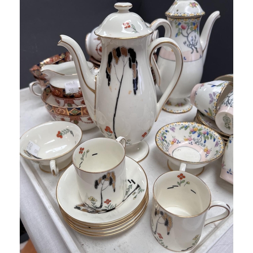 488 - A Royal Doulton Art Deco part coffee set, 13 pieces; similar coffee ware; a japan pattern part tea s... 