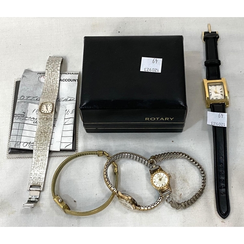 49 - A collection of various ladies dress watches, Rotary etc.