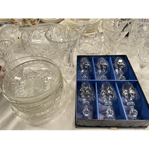 496 - A selection of Stuart crystal cut glass crystal drinking glasses; other glasses and cut glass vases ... 