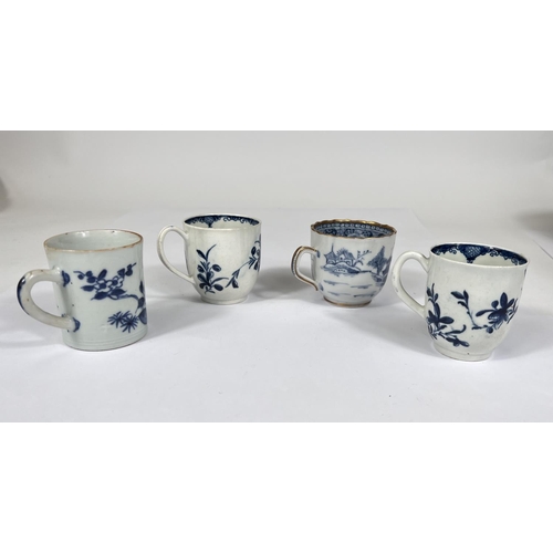 541 - Two First Period Worcester coffee cups decorated with flowers and foliage, crescent mark to base (1 ... 